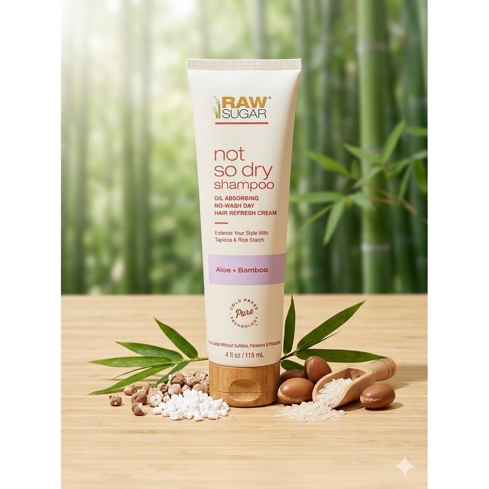 Raw Sugar Not So Dry Shampoo Hair Refresh Cream Aloe Bamboo 4oz Oil Absorbing